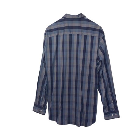 Cole Haan Mens Black Striped Long Sleeve Collared Button Up Dress Shirt Sz XL - Picture 3 of 10